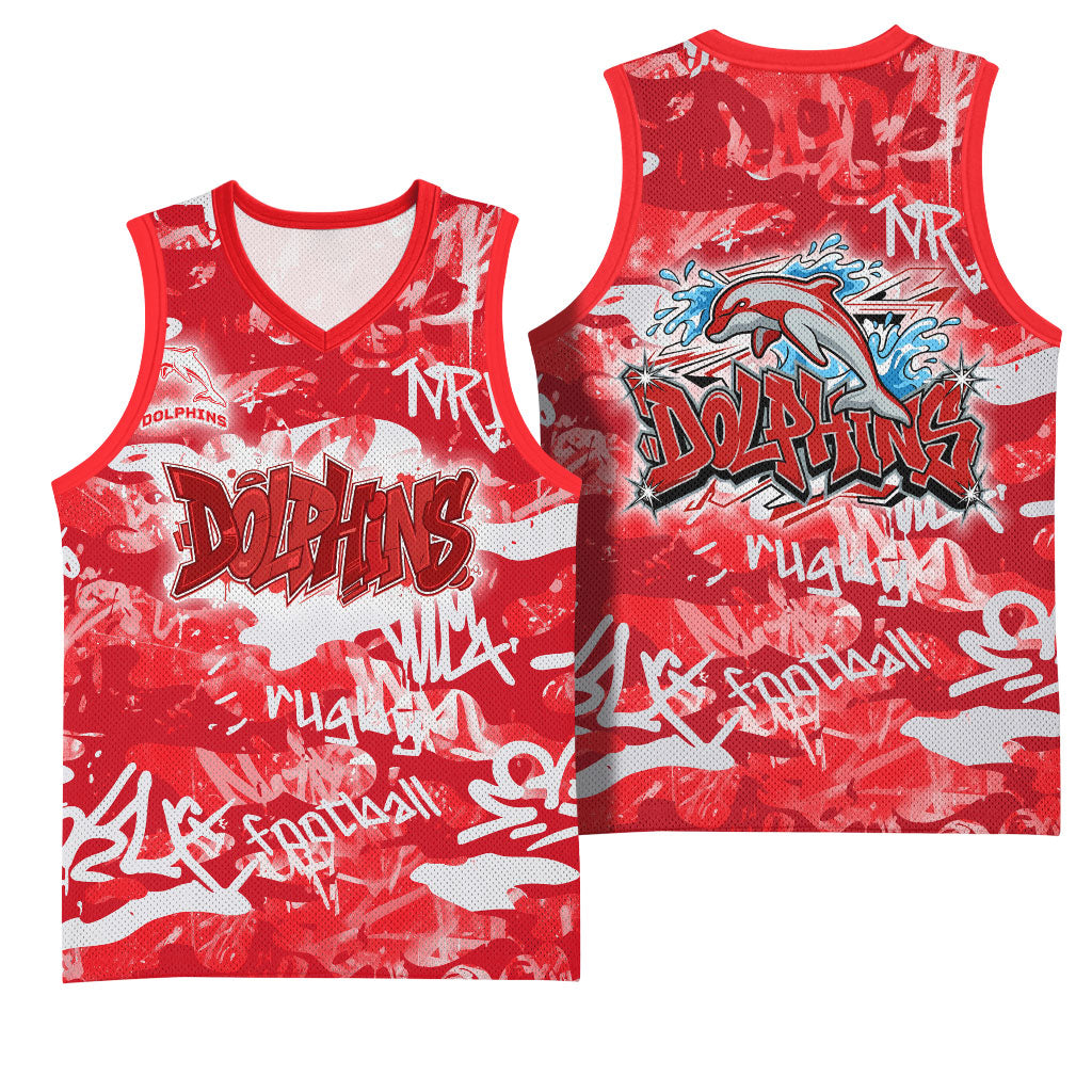 Dolphins Rugby Basketball Jersey Graffiti Typography Urban Camo Abstract Street Style