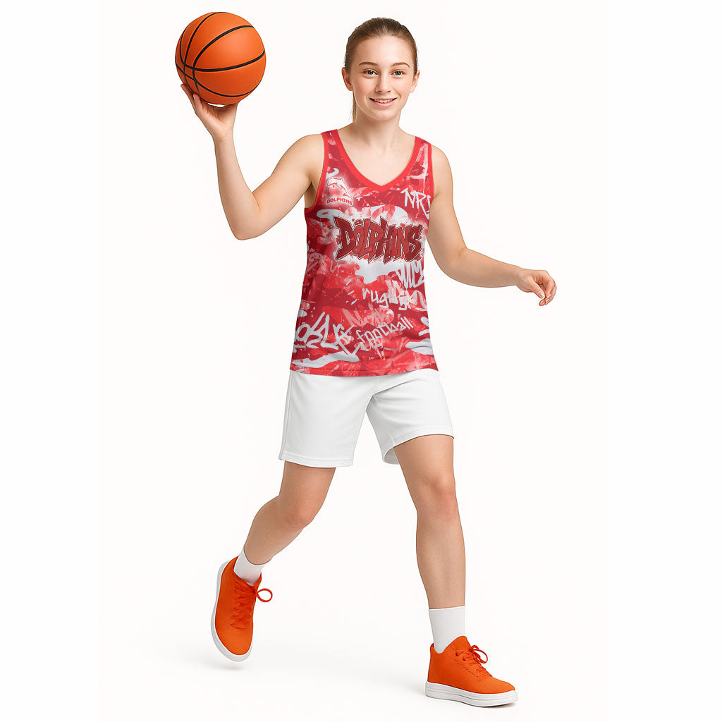 Dolphins Rugby Basketball Jersey Graffiti Typography Urban Camo Abstract Street Style