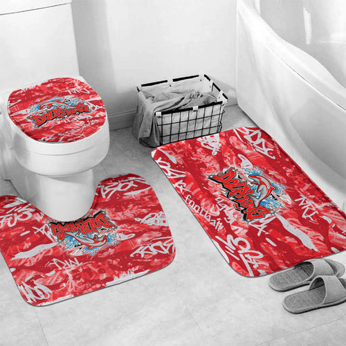 Dolphins Rugby Bathroom Set Graffiti Typography Urban Camo Abstract Street Style