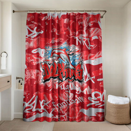 Dolphins Rugby Bathroom Set Graffiti Typography Urban Camo Abstract Street Style