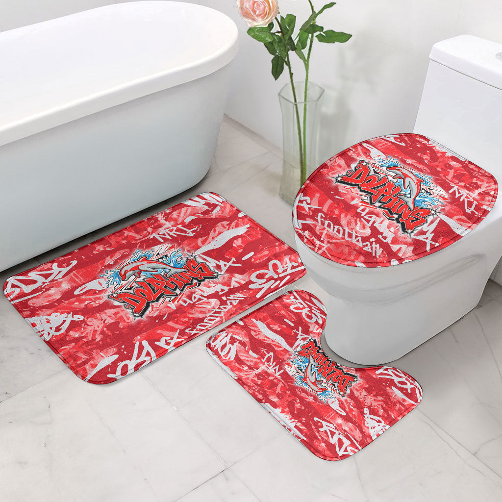 Dolphins Rugby Bathroom Set Graffiti Typography Urban Camo Abstract Street Style