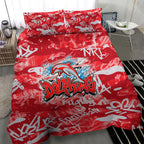 Dolphins Rugby Bedding Set Graffiti Typography Urban Camo Abstract Street Style