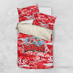 Dolphins Rugby Bedding Set Graffiti Typography Urban Camo Abstract Street Style