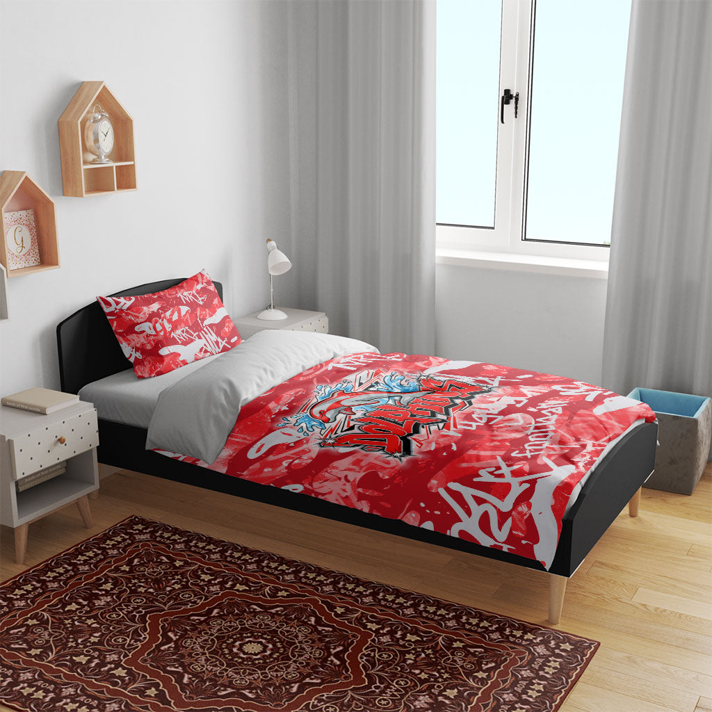Dolphins Rugby Bedding Set Graffiti Typography Urban Camo Abstract Street Style
