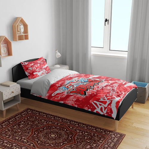 Dolphins Rugby Bedding Set Graffiti Typography Urban Camo Abstract Street Style