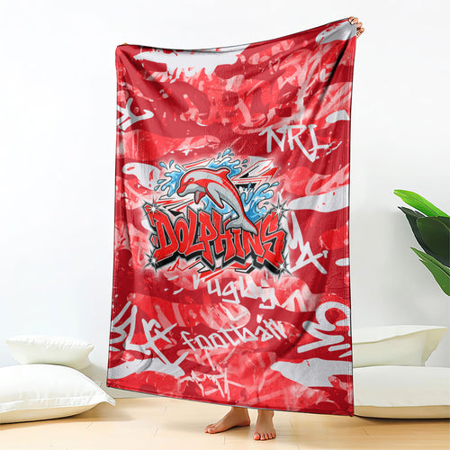 Dolphins Rugby Blanket Graffiti Typography Urban Camo Abstract Street Style