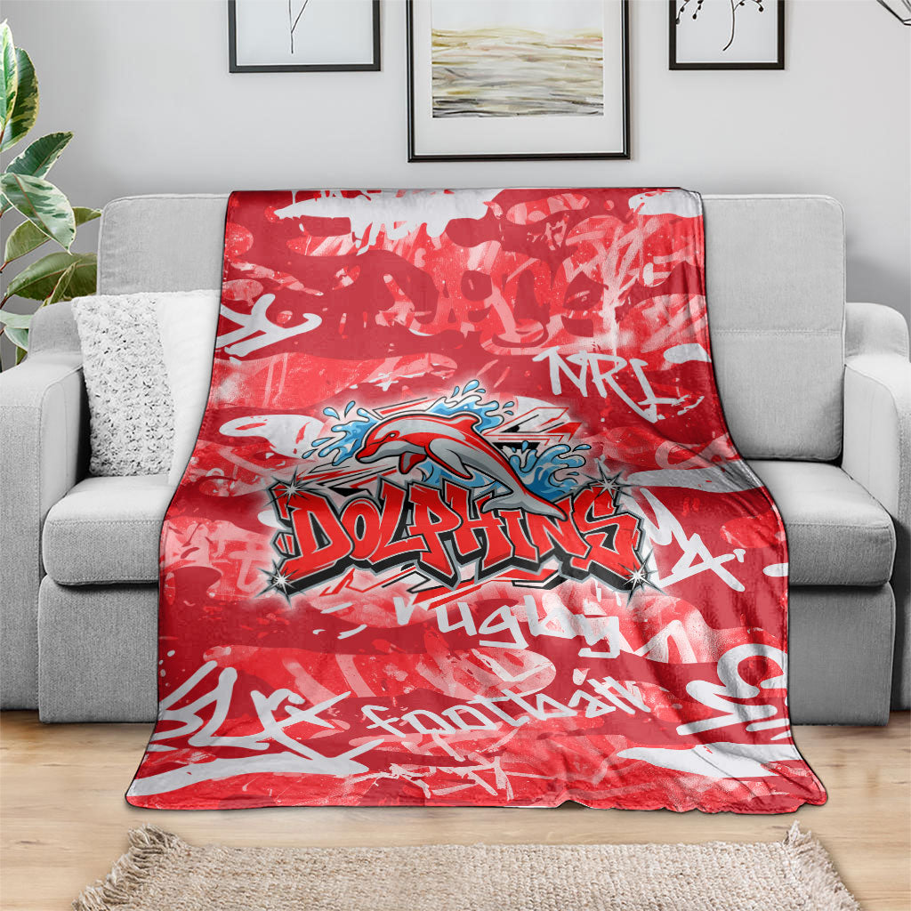 Dolphins Rugby Blanket Graffiti Typography Urban Camo Abstract Street Style