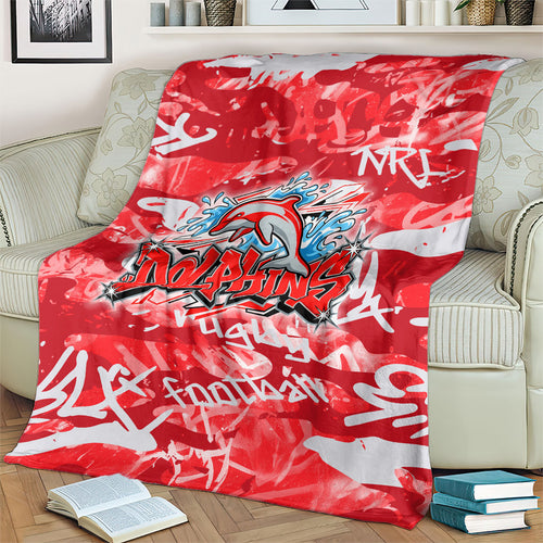 Dolphins Rugby Blanket Graffiti Typography Urban Camo Abstract Street Style