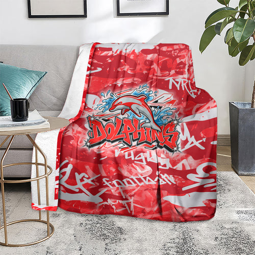 Dolphins Rugby Blanket Graffiti Typography Urban Camo Abstract Street Style