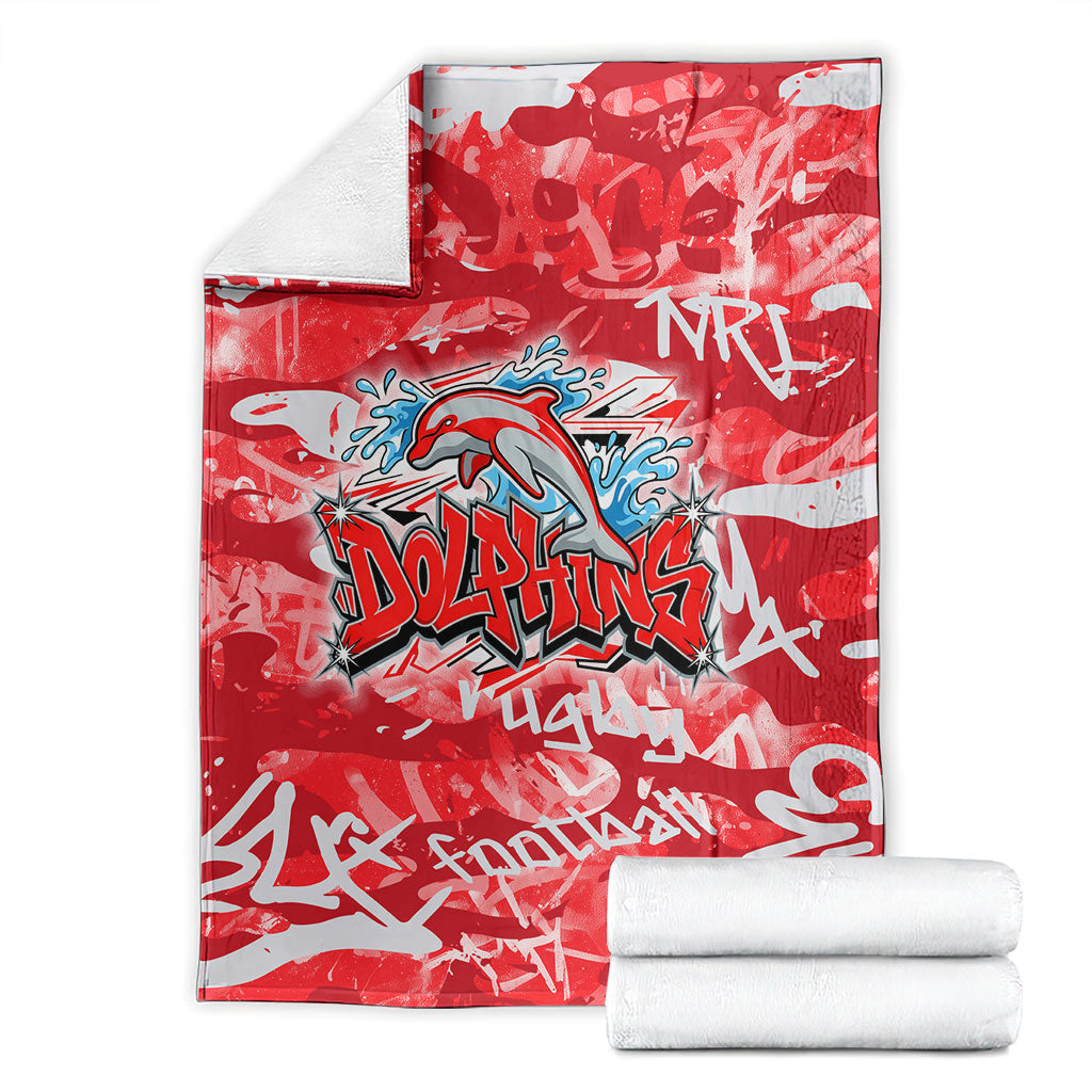 Dolphins Rugby Blanket Graffiti Typography Urban Camo Abstract Street Style