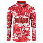 Dolphins Rugby Button Sweatshirt Graffiti Typography Urban Camo Abstract Street Style