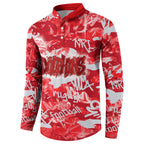 Dolphins Rugby Button Sweatshirt Graffiti Typography Urban Camo Abstract Street Style