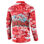 Dolphins Rugby Button Sweatshirt Graffiti Typography Urban Camo Abstract Street Style
