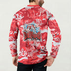 Dolphins Rugby Button Sweatshirt Graffiti Typography Urban Camo Abstract Street Style