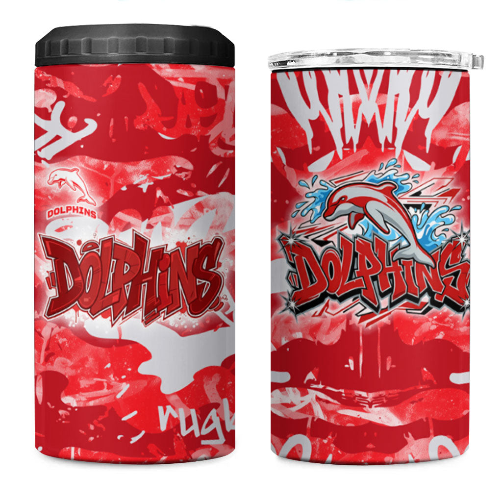 Dolphins Rugby 4 in 1 Can Cooler Tumbler Graffiti Typography Urban Camo Abstract Street Style