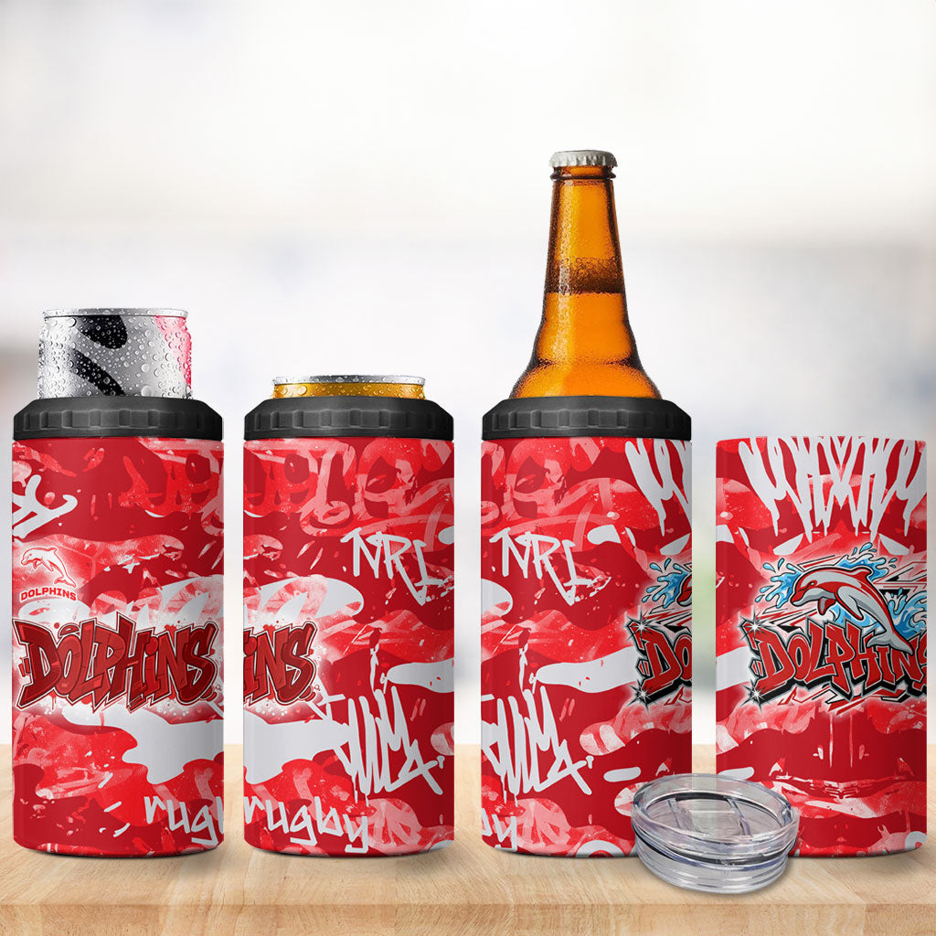Dolphins Rugby 4 in 1 Can Cooler Tumbler Graffiti Typography Urban Camo Abstract Street Style