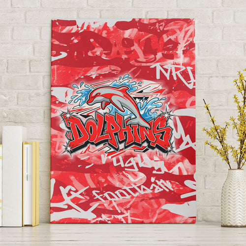 Dolphins Rugby Canvas Wall Art Graffiti Typography Urban Camo Abstract Street Style