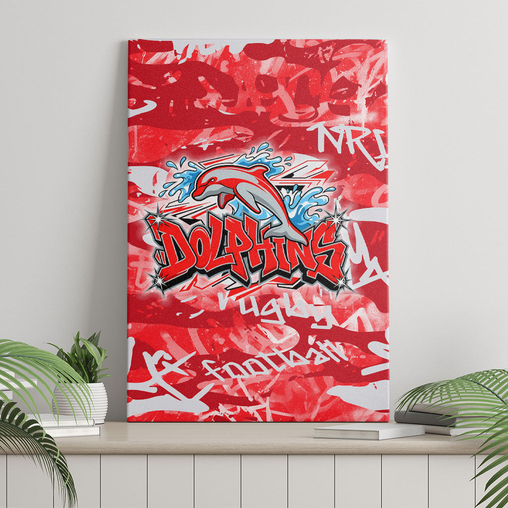 Dolphins Rugby Canvas Wall Art Graffiti Typography Urban Camo Abstract Street Style