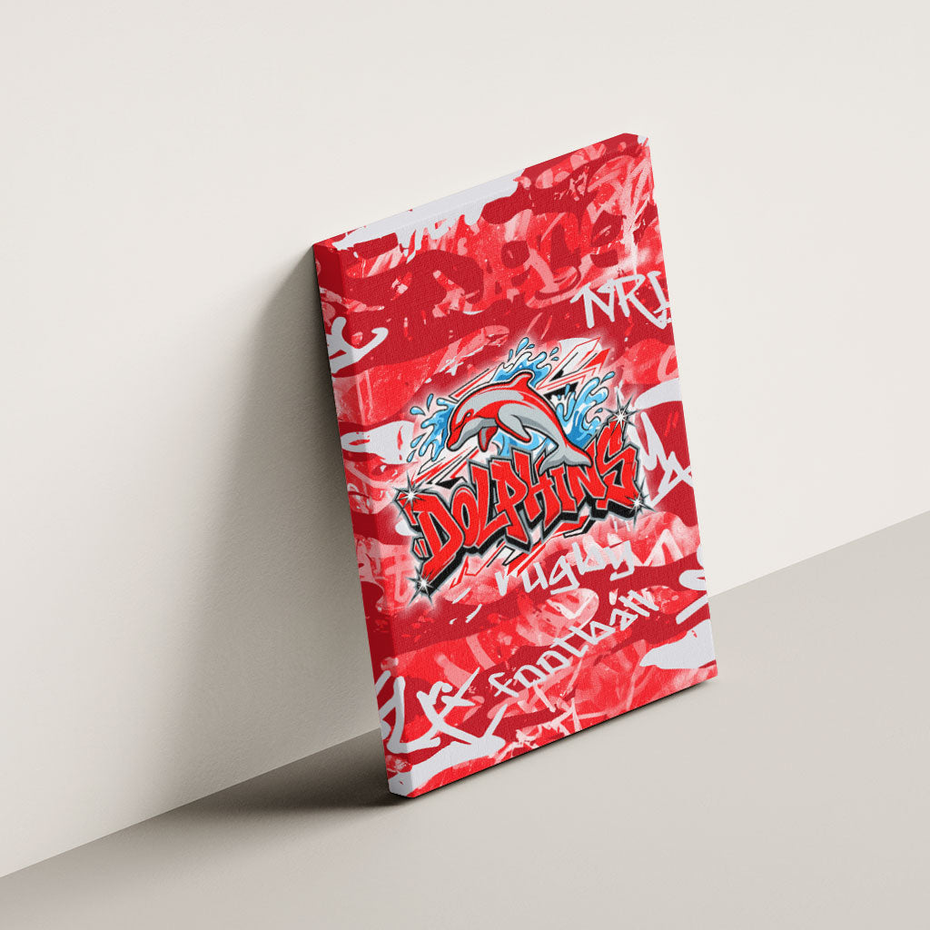 Dolphins Rugby Canvas Wall Art Graffiti Typography Urban Camo Abstract Street Style