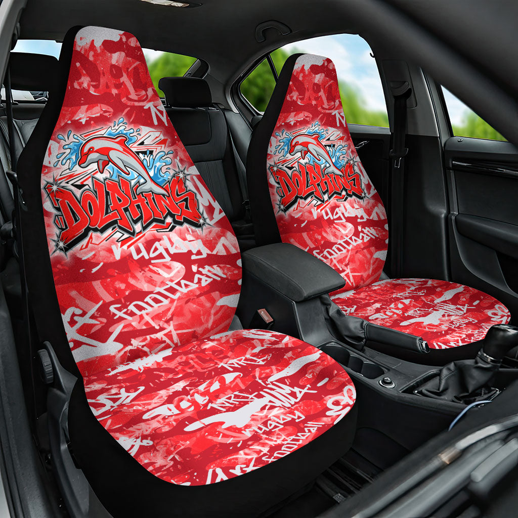Dolphins Rugby Car Seat Cover Graffiti Typography Urban Camo Abstract Street Style