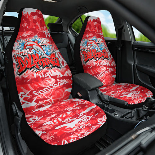 Dolphins Rugby Car Seat Cover Graffiti Typography Urban Camo Abstract Street Style
