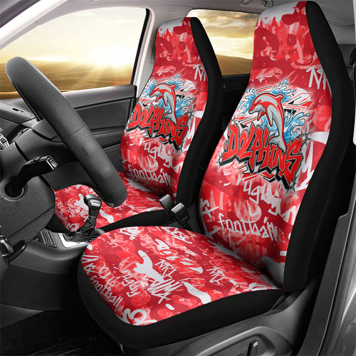 Dolphins Rugby Car Seat Cover Graffiti Typography Urban Camo Abstract Street Style