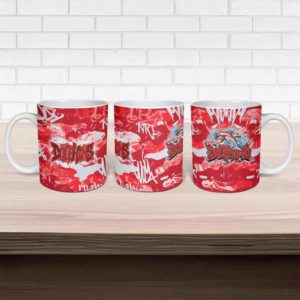 Dolphins Rugby Ceramic Mug Graffiti Typography Urban Camo Abstract Street Style