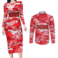 Dolphins Rugby Couples Matching Long Sleeve Bodycon Dress and Long Sleeve Button Shirt Graffiti Typography Urban Camo Abstract Street Style