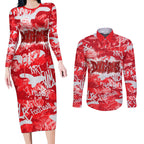 Dolphins Rugby Couples Matching Long Sleeve Bodycon Dress and Long Sleeve Button Shirt Graffiti Typography Urban Camo Abstract Street Style