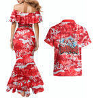 Dolphins Rugby Couples Matching Mermaid Dress and Hawaiian Shirt Graffiti Typography Urban Camo Abstract Street Style