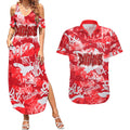 Dolphins Rugby Couples Matching Summer Maxi Dress and Hawaiian Shirt Graffiti Typography Urban Camo Abstract Street Style