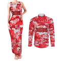 Dolphins Rugby Couples Matching Tank Maxi Dress and Long Sleeve Button Shirt Graffiti Typography Urban Camo Abstract Street Style