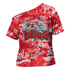Dolphins Rugby Cross Shoulder Shirt Graffiti Typography Urban Camo Abstract Street Style