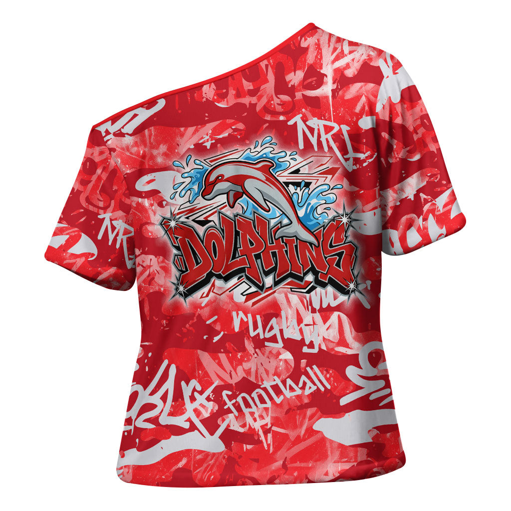 Dolphins Rugby Cross Shoulder Shirt Graffiti Typography Urban Camo Abstract Street Style