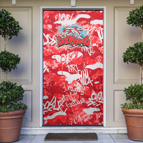 Dolphins Rugby Door Cover Graffiti Typography Urban Camo Abstract Street Style