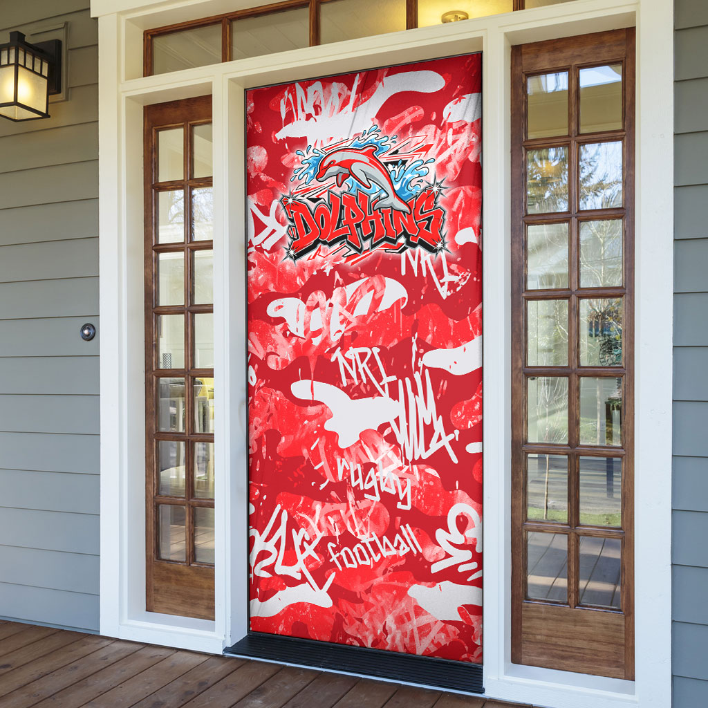 Dolphins Rugby Door Cover Graffiti Typography Urban Camo Abstract Street Style