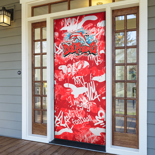 Dolphins Rugby Door Cover Graffiti Typography Urban Camo Abstract Street Style