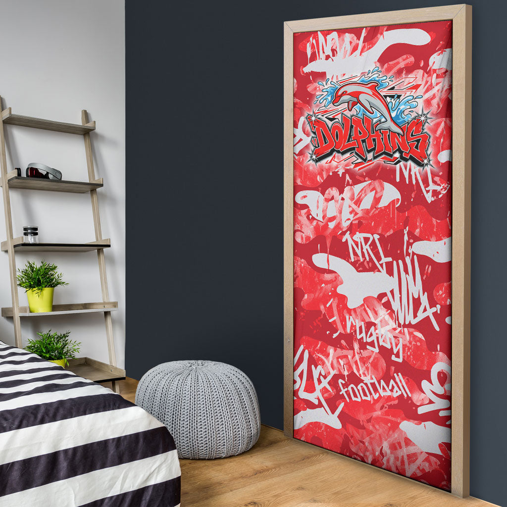 Dolphins Rugby Door Cover Graffiti Typography Urban Camo Abstract Street Style