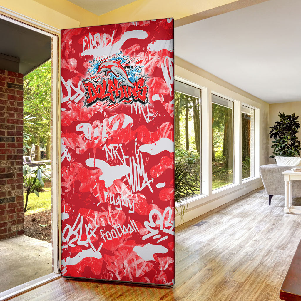 Dolphins Rugby Door Cover Graffiti Typography Urban Camo Abstract Street Style