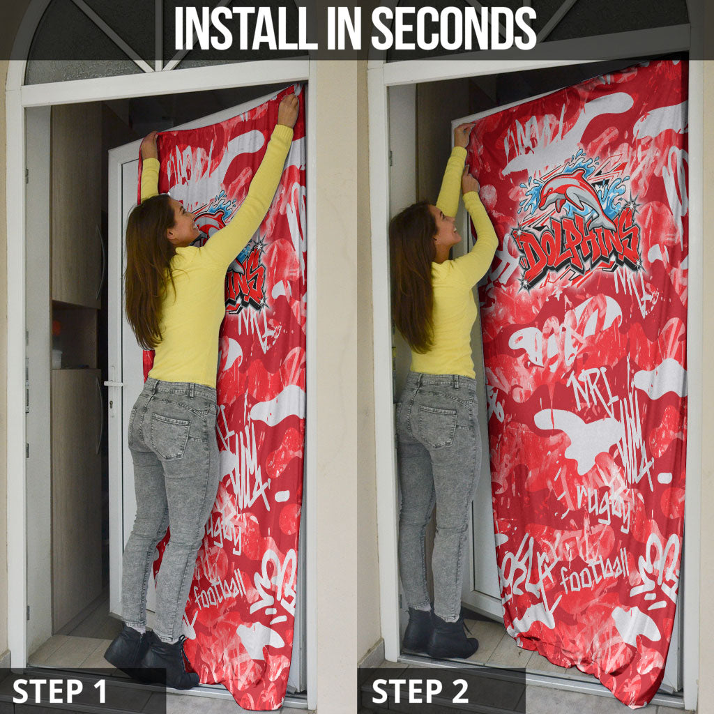 Dolphins Rugby Door Cover Graffiti Typography Urban Camo Abstract Street Style