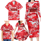 Dolphins Rugby Family Matching Long Sleeve Bodycon Dress and Hawaiian Shirt Graffiti Typography Urban Camo Abstract Street Style