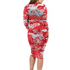 Dolphins Rugby Family Matching Long Sleeve Bodycon Dress and Hawaiian Shirt Graffiti Typography Urban Camo Abstract Street Style