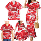 Dolphins Rugby Family Matching Mermaid Dress and Hawaiian Shirt Graffiti Typography Urban Camo Abstract Street Style