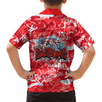 Dolphins Rugby Family Matching Off The Shoulder Long Sleeve Dress and Hawaiian Shirt Graffiti Typography Urban Camo Abstract Street Style