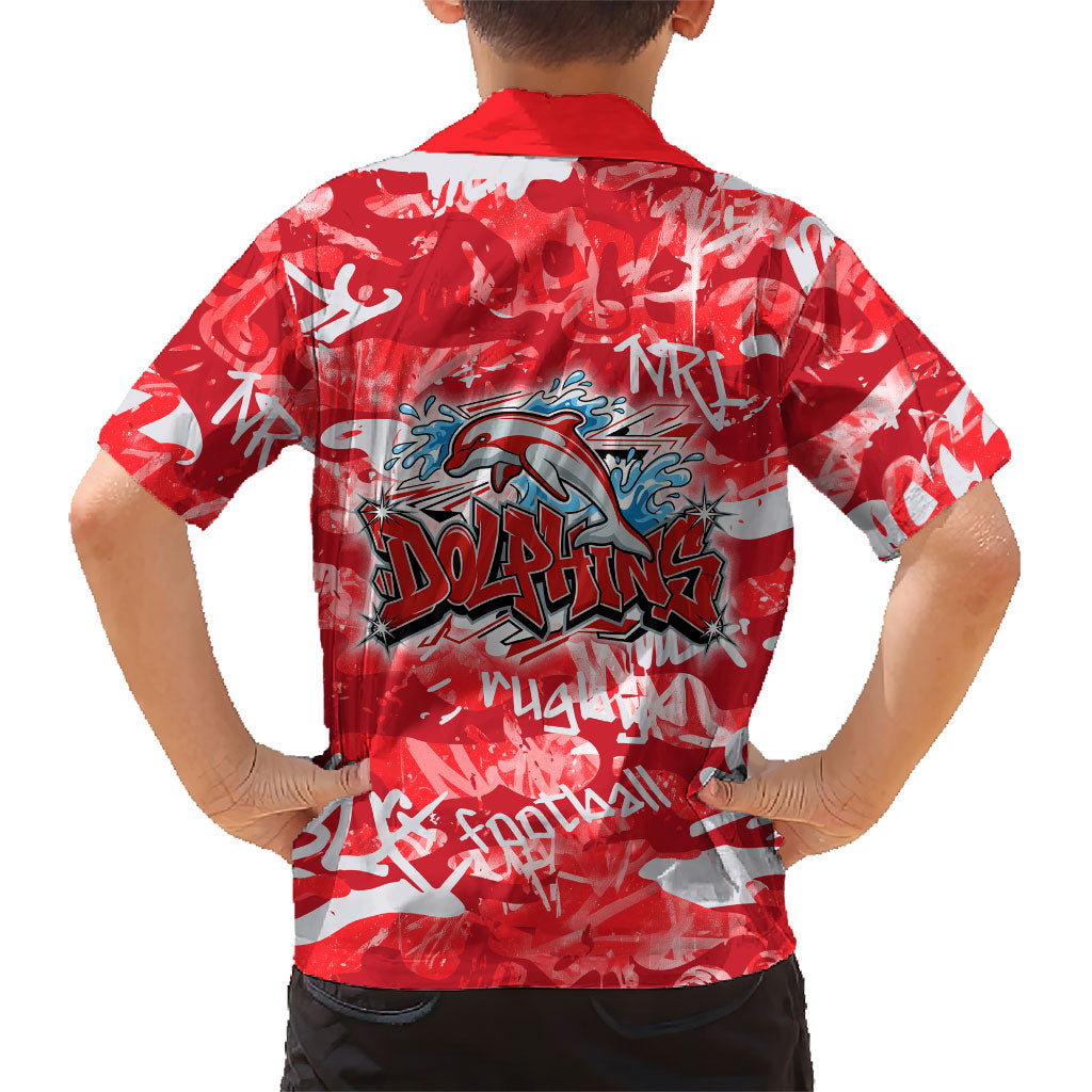 Dolphins Rugby Family Matching Off The Shoulder Long Sleeve Dress and Hawaiian Shirt Graffiti Typography Urban Camo Abstract Street Style