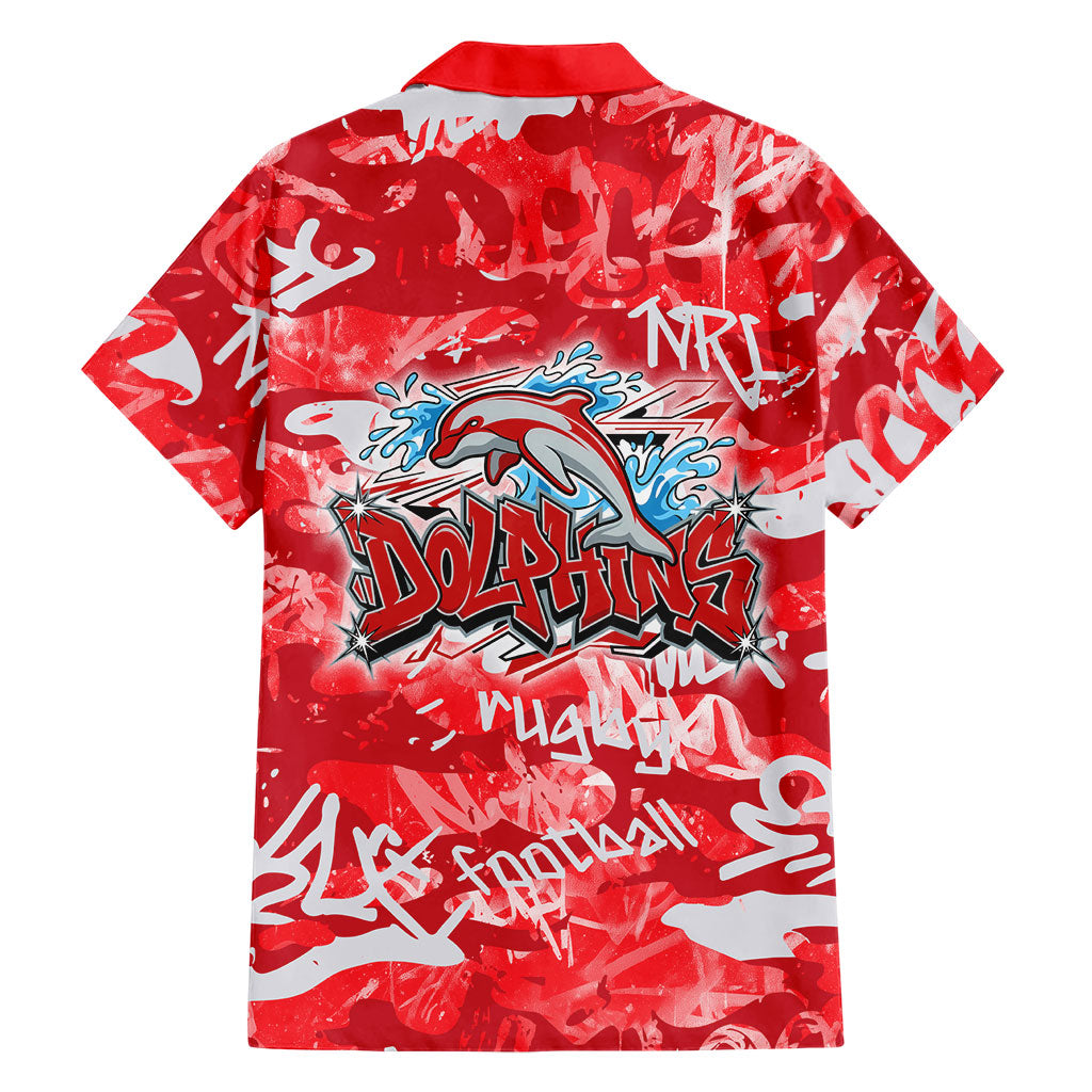 Dolphins Rugby Family Matching Off The Shoulder Long Sleeve Dress and Hawaiian Shirt Graffiti Typography Urban Camo Abstract Street Style
