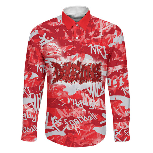 Dolphins Rugby Family Matching Off The Shoulder Long Sleeve Dress and Hawaiian Shirt Graffiti Typography Urban Camo Abstract Street Style