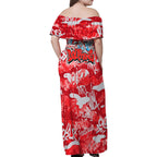 Dolphins Rugby Family Matching Off Shoulder Maxi Dress and Hawaiian Shirt Graffiti Typography Urban Camo Abstract Street Style