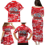 Dolphins Rugby Family Matching Puletasi and Hawaiian Shirt Graffiti Typography Urban Camo Abstract Street Style