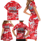 Dolphins Rugby Family Matching Short Sleeve Bodycon Dress and Hawaiian Shirt Graffiti Typography Urban Camo Abstract Street Style